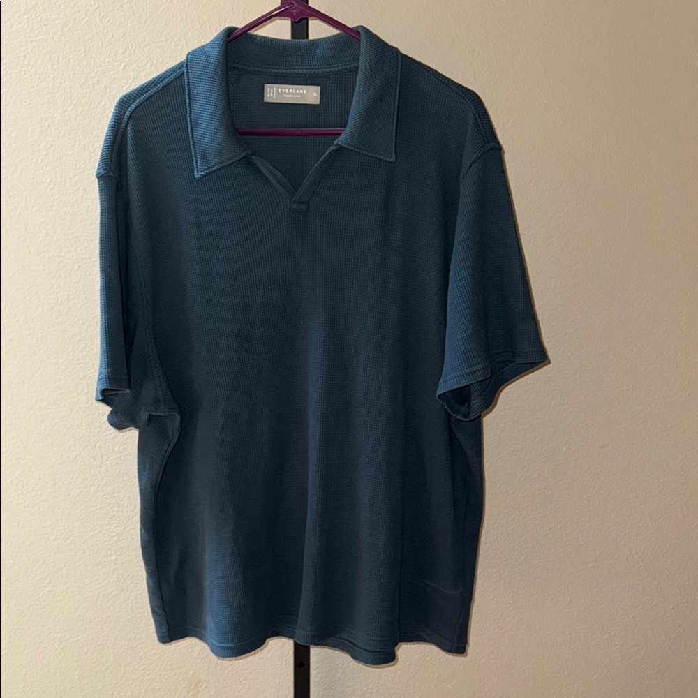 Everlane Men’s Blue Polo Shirt Soft Knit Relaxed Fit Organic Cotton Sz XL